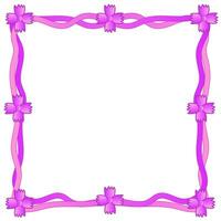 Quadrangular festive pink frame decorated with a pattern of flowers vector