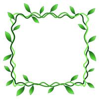 Quadrangular green frame in the form of a vine plant with leaves vector