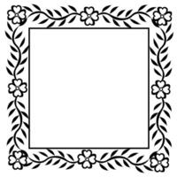 Black square frame decorated with a beautiful floral pattern on a white background vector