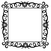 Black square frame decorated with a beautiful openwork pattern on a white background vector
