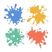 Color paint splatter. Colorful ink stains, abstract paints splashes and wet splats. Watercolor or slime stain set. Colorfull stain and splash, splat messy, inkblot splashing illustration. vector