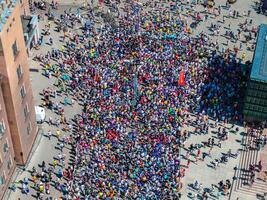 Aerial View of Runners Participating in Riga Marathon 2024 in Latvia photo
