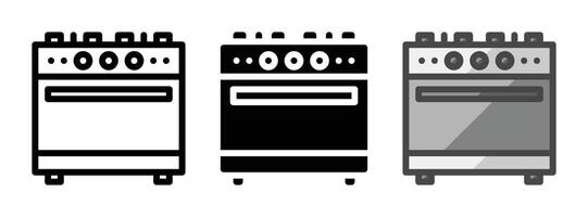 Multipurpose Cooking Range Icon in Outline, Glyph, Filled Outline Style vector