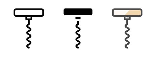 Multipurpose Corkscrew Icon in Outline, Glyph, Filled Outline Style vector