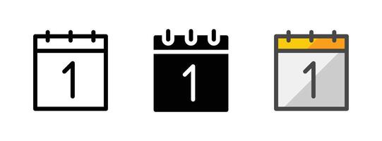 Multipurpose New Year Calendar Icon in Outline, Glyph, Filled Outline Style vector