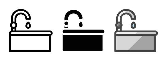 Multipurpose Sink Icon in Outline, Glyph, Filled Outline Style vector