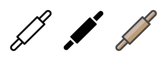 Multipurpose Rolling Pin Icon in Outline, Glyph, Filled Outline Style vector