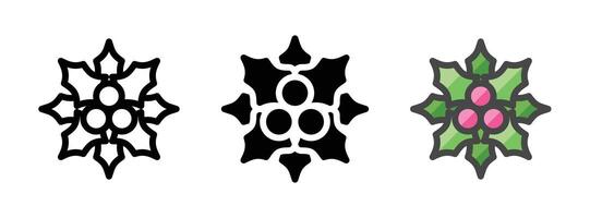Multipurpose Mistletoe Icon in Outline, Glyph, Filled Outline Style vector