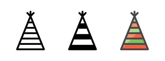 Multipurpose Party Hat Icon in Outline, Glyph, Filled Outline Style vector
