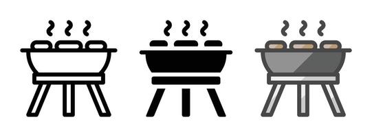 Multipurpose Grill Icon in Outline, Glyph, Filled Outline Style vector