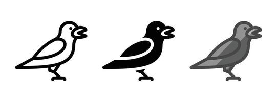 Multipurpose Crow Icon in Outline, Glyph, Filled Outline Style vector