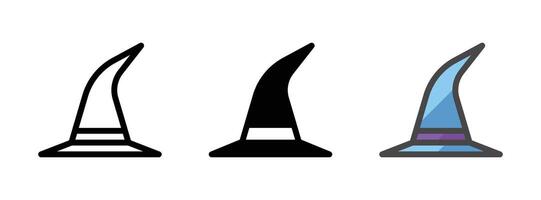 Multipurpose Witch Hat Icon in Outline, Glyph, Filled Outline Style vector