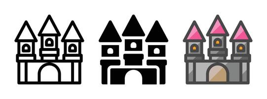Multipurpose Castle Icon in Outline, Glyph, Filled Outline Style vector