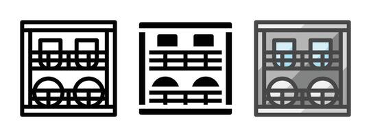 Multipurpose Dishwasher Icon in Outline, Glyph, Filled Outline Style vector