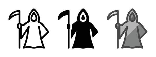 Multipurpose Grim Reaper Icon in Outline, Glyph, Filled Outline Style vector