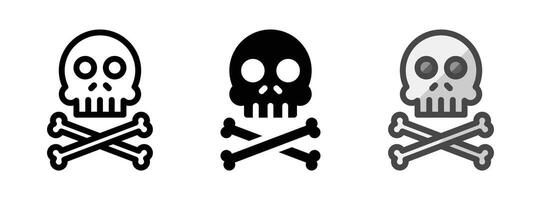 Multipurpose Skull Icon in Outline, Glyph, Filled Outline Style vector