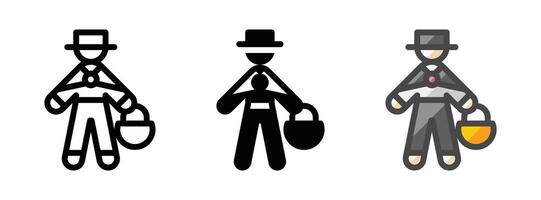 Multipurpose Cosplayer Icon in Outline, Glyph, Filled Outline Style vector
