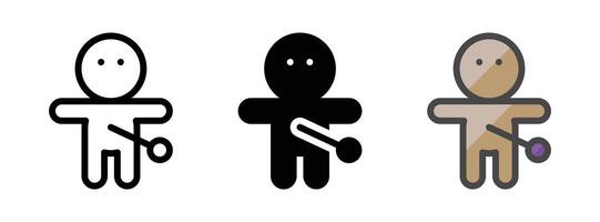 Multipurpose Doll Icon in Outline, Glyph, Filled Outline Style vector