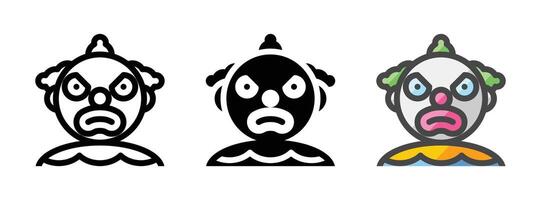 Multipurpose Clown Icon in Outline, Glyph, Filled Outline Style vector
