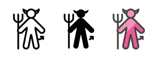 Multipurpose Devil Icon in Outline, Glyph, Filled Outline Style vector