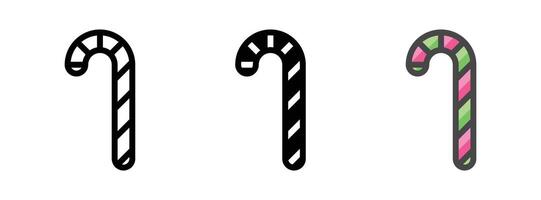Multipurpose Candy Cane Icon in Outline, Glyph, Filled Outline Style vector