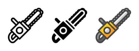 Multipurpose Chainsaw Icon in Outline, Glyph, Filled Outline Style vector
