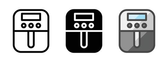 Multipurpose Air Fryer Icon in Outline, Glyph, Filled Outline Style vector