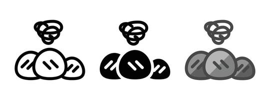 Multipurpose Burnt Food Icon in Outline, Glyph, Filled Outline Style vector