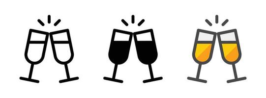 Multipurpose Cheers Icon in Outline, Glyph, Filled Outline Style vector