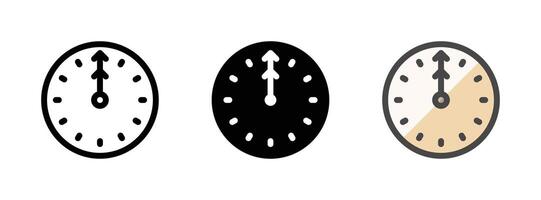 Multipurpose Clock Icon in Outline, Glyph, Filled Outline Style vector