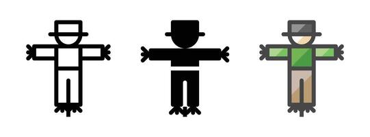 Multipurpose Scarecrow Icon in Outline, Glyph, Filled Outline Style vector
