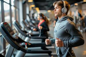 Man Running on Treadmill at the Gym photo