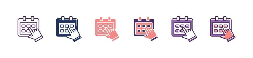 schedule pick date planning icon with hand pointer choose the calendar agenda for event management signs illustration vector
