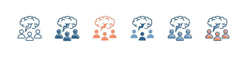 brainstorm training creativity icon workshop teamwork design thinking to solve problem symbol illustration vector