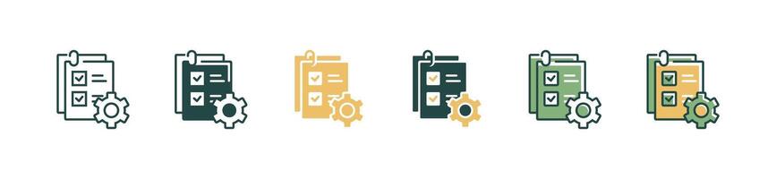 task checklist list icon to do clipboard with gear design business goal progress management document symbol illustration vector