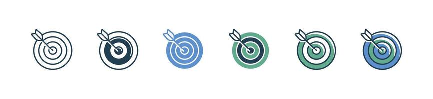 simple target goal icon success mission arrow objective business competitive strategy hit center circle symbol illustration vector
