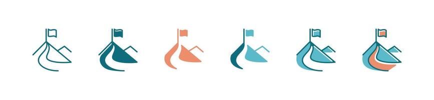 business mission journey to target goal success icon career challenge competitive growth to get summit symbol illustration simple design vector
