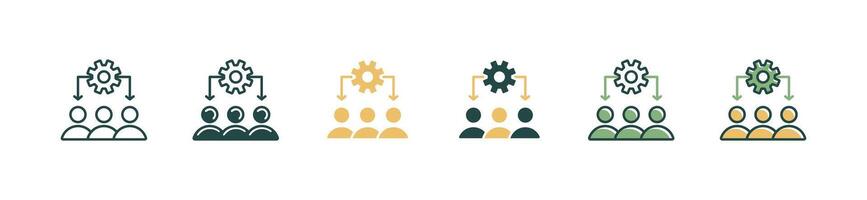 simple organization hierarchy setting gear icon business employee management symbol set illustration for web and app vector