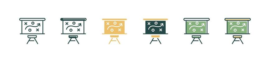 business strategy board training icon success plan to perform an action based on analysis symbol illustration for web and app vector