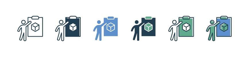 new project clipboard business idea icon creative build development model hexagon cube symbol illustration vector
