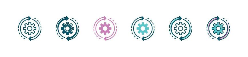 gear business progress development icon cogwheel project upgrade optimization circle arrow improvement symbol illustration vector