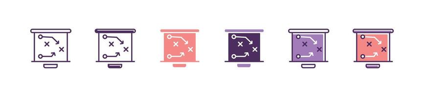 business strategy action plan icon competitive solution implementation board symbol illustration analysis marketing target design for web and app vector