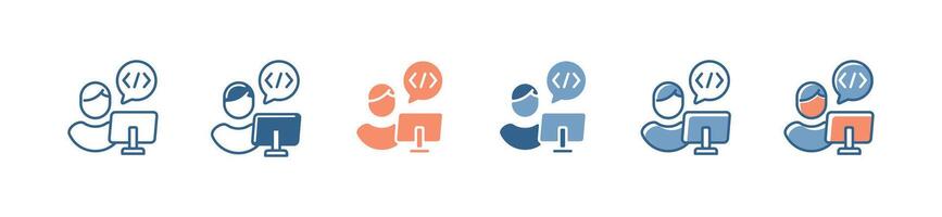 Businessman development programming website icon software coding computer setup symbol illustration vector
