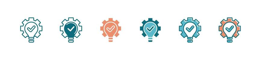 gear light bulb creative idea icon innovation thinking solution with checkmark symbol illustration vector