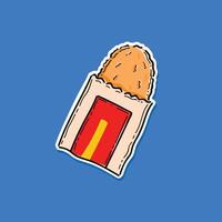 Hash browns isolated in blue background illustration design. fast foods. Hashed potatoes are a dish of finely chopped potatoes that are baked or fried in oil. Rich in carbohydrates. vector