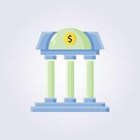 flat vintage bank architecture icon logo illustration design vector