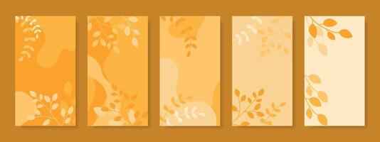 Set of autumn orange and yellow backgrounds with place for text. vector
