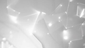 A minimalist abstract design featuring a digital network of interconnected nodes and lines against a soft gray background. video