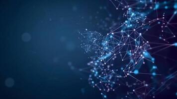 Abstract digital network connections with futuristic technology dots and lines on a blue background. Concept of data communication. video