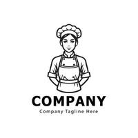 black line chef logo on white background vector